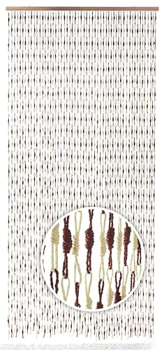 Kobolo Türvorhang Knots, Papiervorhang, 90x220 cm, 55 Stränge, braun/beige, Fliegenvorhang aus Naturmaterial in Bastoptik, dekorativ & natürlich für Tür, Balkon, Terrasse & Innenbereich