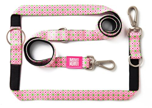 Max & Molly Multifunktions Hundeleine 2m mit 2 Karabinern, Retro Pink/S Umhängeleine Gepolstert, Sicher & Flexibel - Komfort für deinen treuen Begleiter