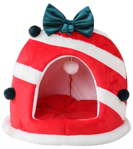 Amosfun Weihnachtskatzenbett Haustierbett Aus Stoff Bequemes Schlafbett Für Hunde Und Katzen Warmes Und Gemütliches Kissen Für Zuhause Leicht Transportierbares Bett
