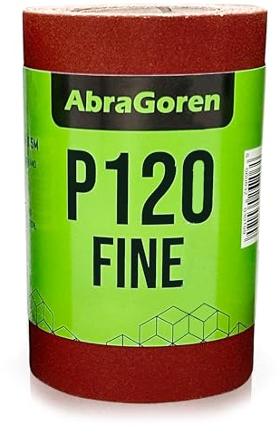 AbraGoren Rotolo di carta vetrata fine P120, 11,5 cm x 5 m, per legno e pareti, grana 120