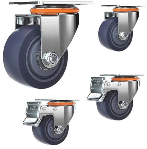 Transportrollen, Werkbank Caster Kit Mit Multi-mounting Optionen, Möbelrollen Schwerlastrollen Transportrollen für Werkbänke, Maschinen Und Tische, 4 Stück (Size : 4in(2 Brake+2 Swivel))