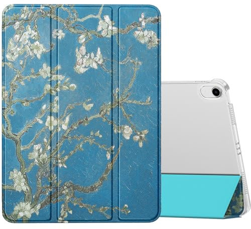 MoKo für iPad Air 11 Zoll Hülle (M3 2025 / M2 2024), iPad Air 5/4 Generation Hülle 2022/2020 10,9, Smart Schlanke Transluzente Harte PC Rückseite Schutzhülle,Unterstützt Touch ID, Aprikose Blume