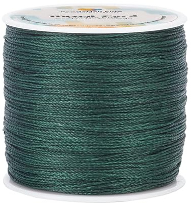 PH PandaHall 115 Yards 0.5mm Gewachste Schnüre, Dunkelgrüner Gewachster Polyesterfaden, Gewachster Perlenfaden, Gewachster Faden Für DIY Armbänder, Taillenperlen, Schmuckherstellung, Makramee.