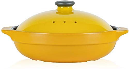 Olla para cocinar Olla de barro Cazuela de cerámica con vitrocerámica Olla plana antiadherente con tapa (A)