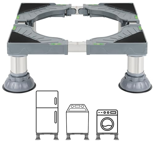 Winter Shore Base Lavadora y Otros Electrodomésticos - Soporte Universal Ajustable para Levantar Secadora, Mini Frigo Universel - Pedestal Lavadora Pies de Acero Resistentes y Antidérapants stalen