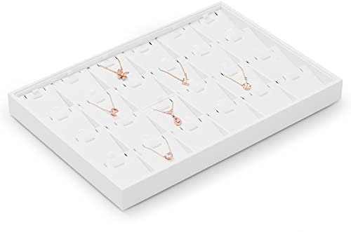 Papten Vassoio portagioie in pelle impilabile, cassetto portagioie inserto organizzatore per gioielli 24 scomparti per collana (bianco)