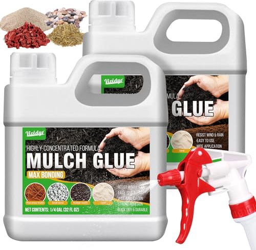Kieskleber - 2L Kiesbinder Mulchkleber zum Verkleben von Steinen, Rinde, Gartenwegen - Ungiftig Gebrauchsfertig Landschaft Kies Binder mit Sprühgerät für Landschaftsbau, Mulches, Blätter, Garten