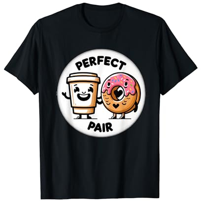 Tazza da caffè sorridente e ciambella, divertente coppia di caffè e ciambella Maglietta