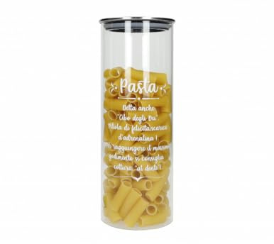 Brandani 52579 BARATTOLO PASTA VETRO C/TAPPOERMETICO METAL, cm d10x27,5h, 1,5 kg, No Lavastoviglie, Si consiglia lavaggio a mano