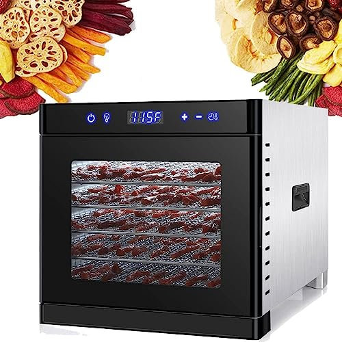 Food Dehydrator Machine, Food Dryer Dehydrator with 6/8 Trays, Electric Food Dehydrator for Beef Jerky, Fruits, Vegetables, Adjustable Temperature Control 6Layers(Size:8Layers)