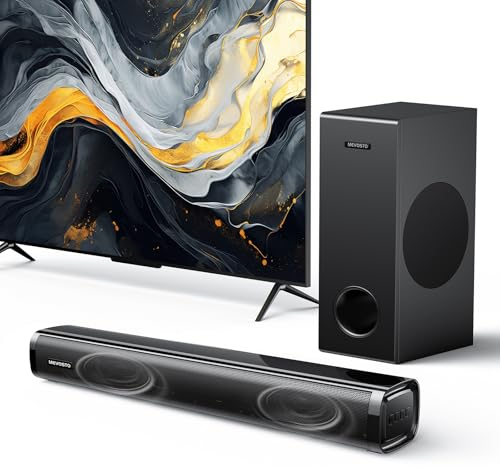MEVOSTO Sound Bar per TV con Subwoofer, 2.1CH Sound Bar TV con 5,25'' Woofer, 12L Sistema Audio Surround con Bassi Profondi per PC Gaming, BT5.0/ARC/OPT/AUX, Bassi e Alti Regolabili per Home Theater