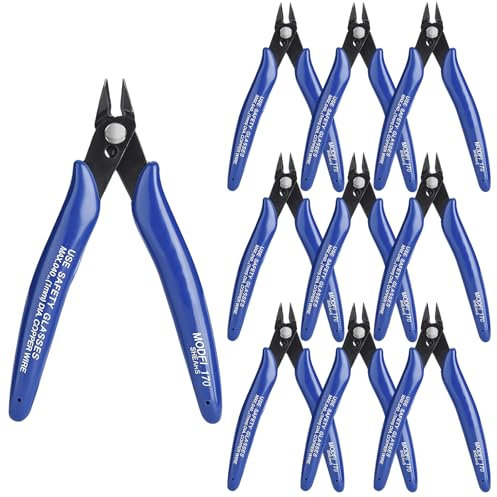 10 Stück Seitenschneider Klein, 128mm Drahtschere Abgewinkelter, Elektronik Drahtschneider, Klein Seitenschneider, Mini Drahtschneider Für Modellbau, Feine Drähte, Electronics, Kabelbinder(Blau)