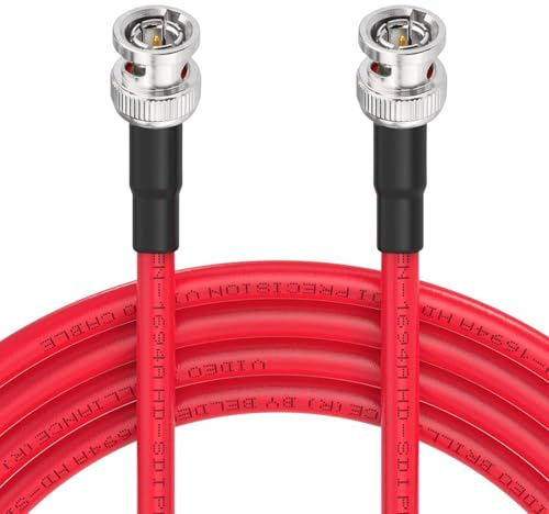 Superbat Cavo SDI 3G/6G/12G BNC 75 Ohm Maschio a Maschio Belden 1694A 3m | Doppia Schermatura, Placcato Oro, 18AWG, 4K UHD/8K, 1 Pezzo, Rosso, per Blackmagic, Telecamere, Convertitori, Monitor, CCTV