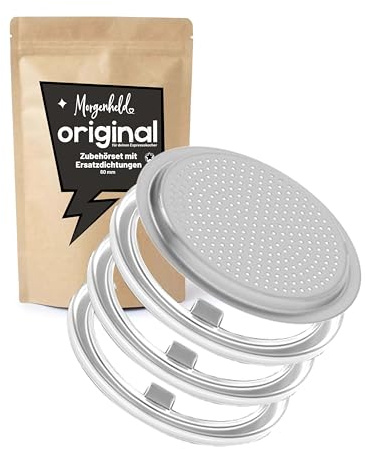 Morgenheld Tamis de rechange + 3 joints de rechange en silicone de qualité alimentaire, pour cafetière à expresso 6 tasses avec tamis en acier inoxydable