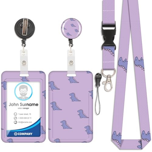 Niedlicher Krokodil-Kartenhalter, ID-Badge, abnehmbares Schlüsselband mit einziehbarem Clip für Schlüsselanhänger, Visitenkarten, Türkarten, ID-Karten