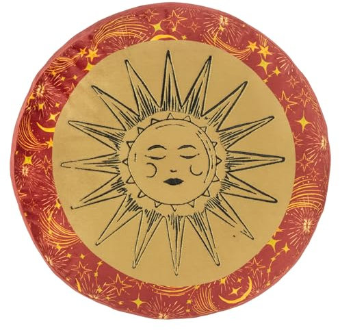 furn. Ethereal Sun Embroidered Velvet Round Cushion, Gold Dust