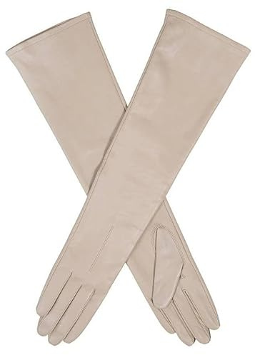 Dents Mia Damen-Lederhandschuhe, lang, oberhalb des Ellenbogens, gefüttert, elfenbeinfarben