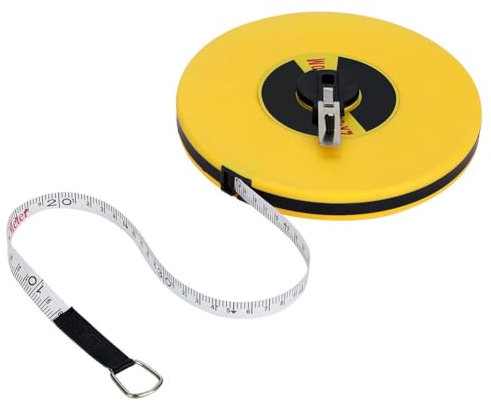 Uadme 50m Long Tape Measure, Double Face Inch Metric Marked, Flexible Fiberglass Measuring Tape for Building Requirements Surveyors and Engineers Site Use Measurements