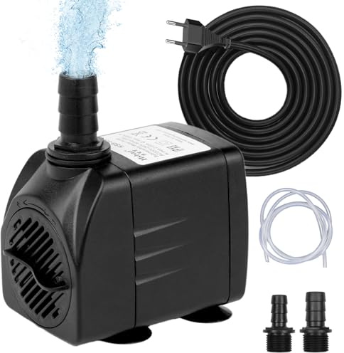 Warmfay Klein Aquarium Pumpe, 2000L/H 35W UltraLeise Hohem Hub Springbrunnen Pumpe, Einstellbarer Wasserfluss Submersiblepump mit 1,5m Netzkabel, Wasserpumpe für Aquarium, Pond, Wasserspiele, Brunnen