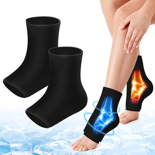 Poche de Glace Cheville, Lot de 2 Réutilisable Chaussettes de Thérapie Par Le Froid Poche Glace Cheville En Gel pour Entorse Poche Froid pour Compression Chaude Et Froide Récupération Après Sport