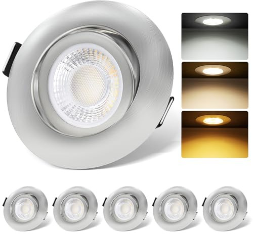 LED Einbaustrahler 230V Dimmbar LED Spots 6W IP44 Bad Einbauleuchten Schwenkbar Deckenspots,Warmweiß Neutralweiß Kaltweiß deckenleuchte für Badezimmer Küche Wohnzimmer,6er Set