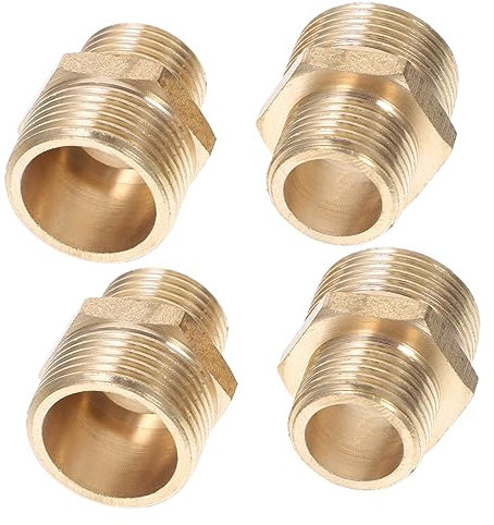 CIMAXIC 4piezas Adaptador De Manguera De De Latón Conector Reducido De Acoplamiento Duradero y Resistente La Corrosión para Riego y Exteriores