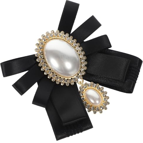 VALICLUD Broche Élégante pour Femme de Nœud Perles Artificielles, Épingle de Costume Noire pour Chapeaux et Robes Lors D’anniversaires