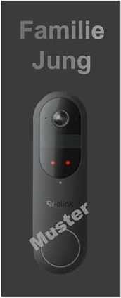 Jung Edelstahl Design Türschild für Reolink Video Doorbell (Battery) aus V2A Edelstahl - Klingelschild 20x20 cm Haustürschild mit Namen individuell personalisierbar (Anthrazit RAL 7016, 10 x 25 cm)