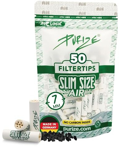 PURIZE® Filtro Air Slim Size – senza carbone attivo – 7 mm di diametro – Made in Germany – per un gusto puro e pieno – con tappi in ceramica