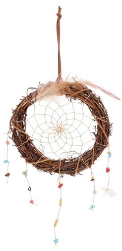 HOLIDYOYO Atrapa Sueños De Ratan Decoración De Pared Colgante Adorno Boho para Ventanas y Espacios Interiores Charm Rústico para Sala y Dormitorio