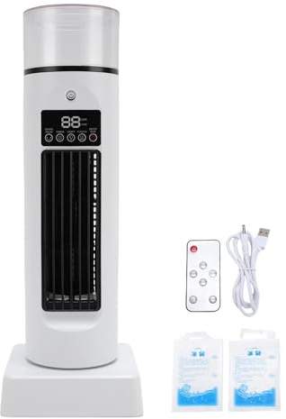 Kikumi Table Tower Fan with Remote Bladeless Desktop USB Quiet Spray Air Cooler Conditioner Humidifier