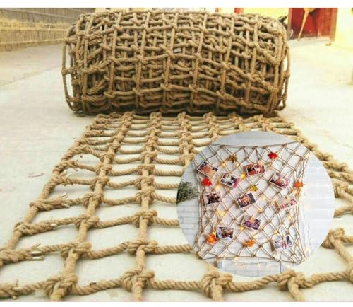 Rete Decorativa in Corda,Rete Decorativa in Juta e Canapa Naturale,Corda di Canapa Spessa 6 mm,Rete Protettiva per Balconi, Scale, Recinzioni, Giardini e Parchi Giochi(Size:0.5mx5m(1.6x16.4ft))