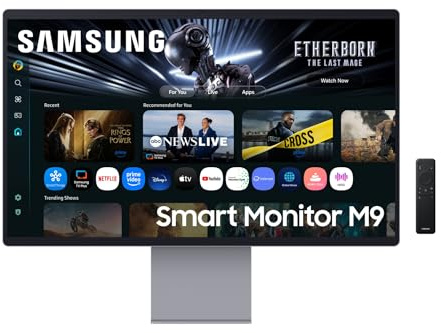 SAMSUNG M90F 32 Zoll 4K Smart AI Monitor, QD-OLED, 3840x2160, 165Hz, 0,03ms(G/G), Kamera, Speaker, Gaming Hub, 4K Upscaling, Sprachsteuerung, Smart TV-Apps & AI Features, HDR10+, USB-C, LS32FM900SUXEN