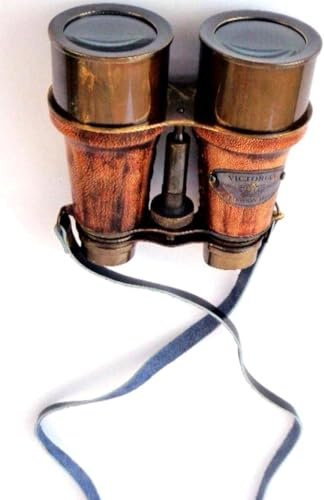 Fernglas im Vintage-Stil, nautisches Messing, 12,7 x 11,4 cm, antikes Finish mit Lederband, handgefertigtes Teleskop