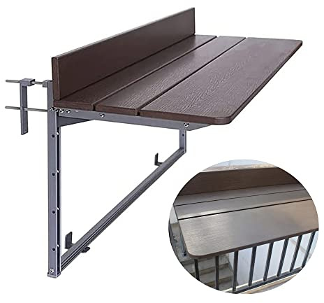 DRFGNF Stehtisch für den Außenbereich, Balkontisch für Geländer, Balkonterrasse, 80 x 26 cm, seitlich klappbar