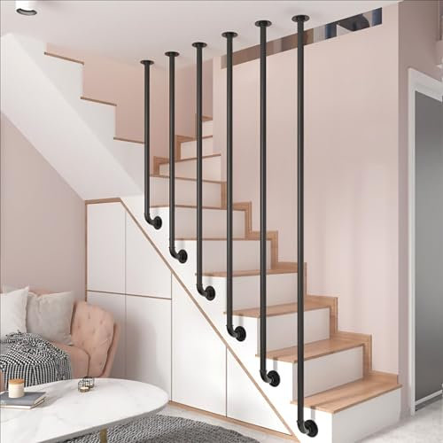 Barandilla moderna tipo L, barandilla de escalera de hierro forjado para ático, villa, balaustre, poste de pared lateral al techo, decoración de seguridad interior del hogar