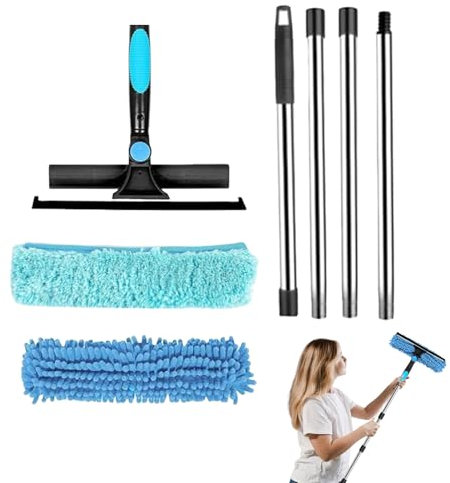 Huxibai Plumeaux Longs pour Nettoyage,Kit d'Époussetage Télescopique à Long Manche | Accessoire De Nettoyage Réutilisable en Brosse pour Toiles D Araignée Ventilateur Mur Fenêtre Meuble Et Espaces