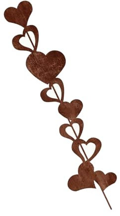 Decorative Metal Heart Rusty Stake Antique Design Ground Grass Patio Landscape Decoration Rusty Iron Heart Garden Accessories