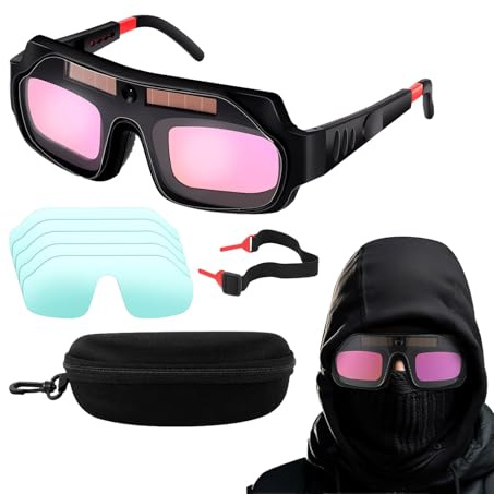 Lunettes de Soudage | Lunettes À Assombrissement Automatique Pour La Coupe Au Chalumeau,Protection Oculaire Réglable Anti-UV Pour Meulage Travaux Industriels Réparation Auto Découpe Métallique