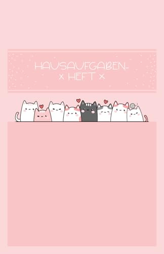 Hausaufgabenheft mit niedlichen Katzen in rosa: ca. A5 Format, für 1 komplettes Schuljahr