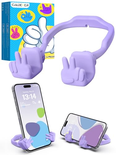 Stocking Stuffers for Teen Girls Boys Kids Women Gifts Phone Stand for Desk | Birthday Secret Santa Gifts for Women Men Adults Upgrade Adjustable Peace Sign Thumbs Lazy Phone Holder Cool Gadgets (Purple)