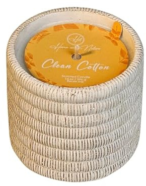 CW Studio Clean Cotton Scented Candle – 14oz White Ceramic Jar – 71H, Smokeless – Premium Paraffin and Palm Wax – Elegant Home Décor