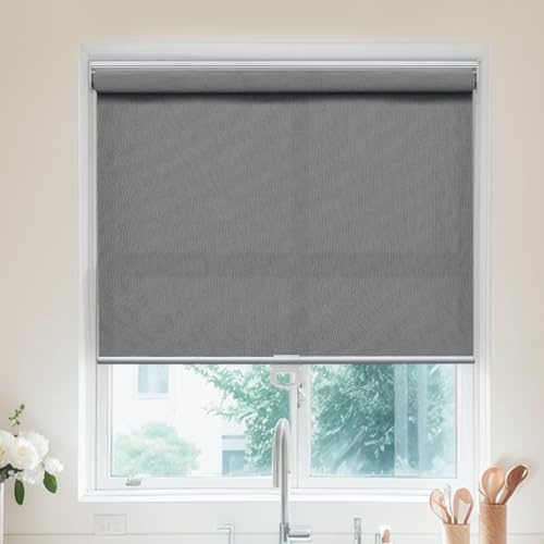 Tenda a rullo senza fili, isolata termicamente, per una facile installazione, per camera da letto e ufficio, 135 cm di larghezza x 150 cm di altezza (nero/perla)