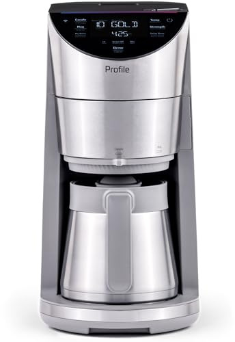 GE Profile Smart Grind & Brew Coffee Maker w/Podless Single Serve, 90oz Water Reservoir, 10 Cup Thermal Carafe, Voice Control, Adjustable Burr Grinder, SCA Certified, Barista-Quality, Stainless Steel