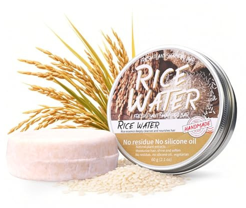 Vawolecy Shampoo Solido 2-in-1 Acqua di Riso Fermentata per Crescita Capelli e Anticaduta, Vegano, pH Bilanciato con Reticella