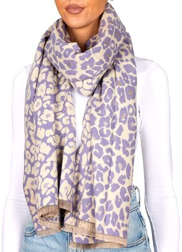 BRUBAKER Cashmirillo Damen Schal mit Leoparden Muster - 70 x 200 cm | Warm, Kuschelig und Oversized - Leo Damenschal für Herbst und Winter - Herbstschal Winterschal mit weichem Kaschmir-Gefühl
