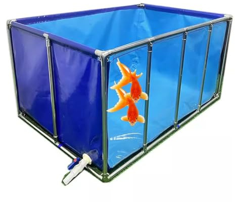 Generico Piscina Fuori Terra Trasparente con valvola di Scarico, Telo in PVC e Struttura in Acciaio, Acquario Ideale per Koi e Pesci Rossi, laghetto Esterno con Finestra panoramica