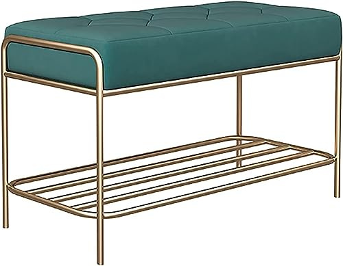 Moderne Schuhbank für den Eingangsbereich, Metallrahmen, Ottomane, weich gepolsterter Sitz, multifunktionales Schuhregal, Ende der Bettbank, stilvolles Heim-Orga-Design, platzsparendes Design.