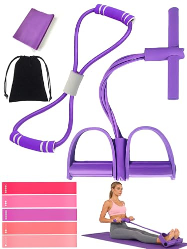 VERTOYCO Elastique a Pedale Sport 6 Tube, 5 Pièces Bande de Résistance Corde de Tension Multifonction pour Entraînement Abdo Fessier Jambe, Adaptéle Yoga, Le Pilates et la Salle de Sport.