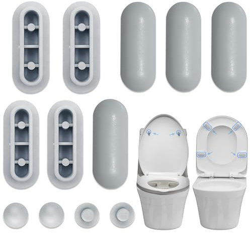 2 Set Paracolpi per Sedili WC a Incastro (12 Pezzi), Gommini di Ricambio Grigio senza Colla per Copriwater, Spessori in TPE e ABS per Ridurre Rumore e Vibrazioni, Ideale per Casa e Hotel(Grigio)